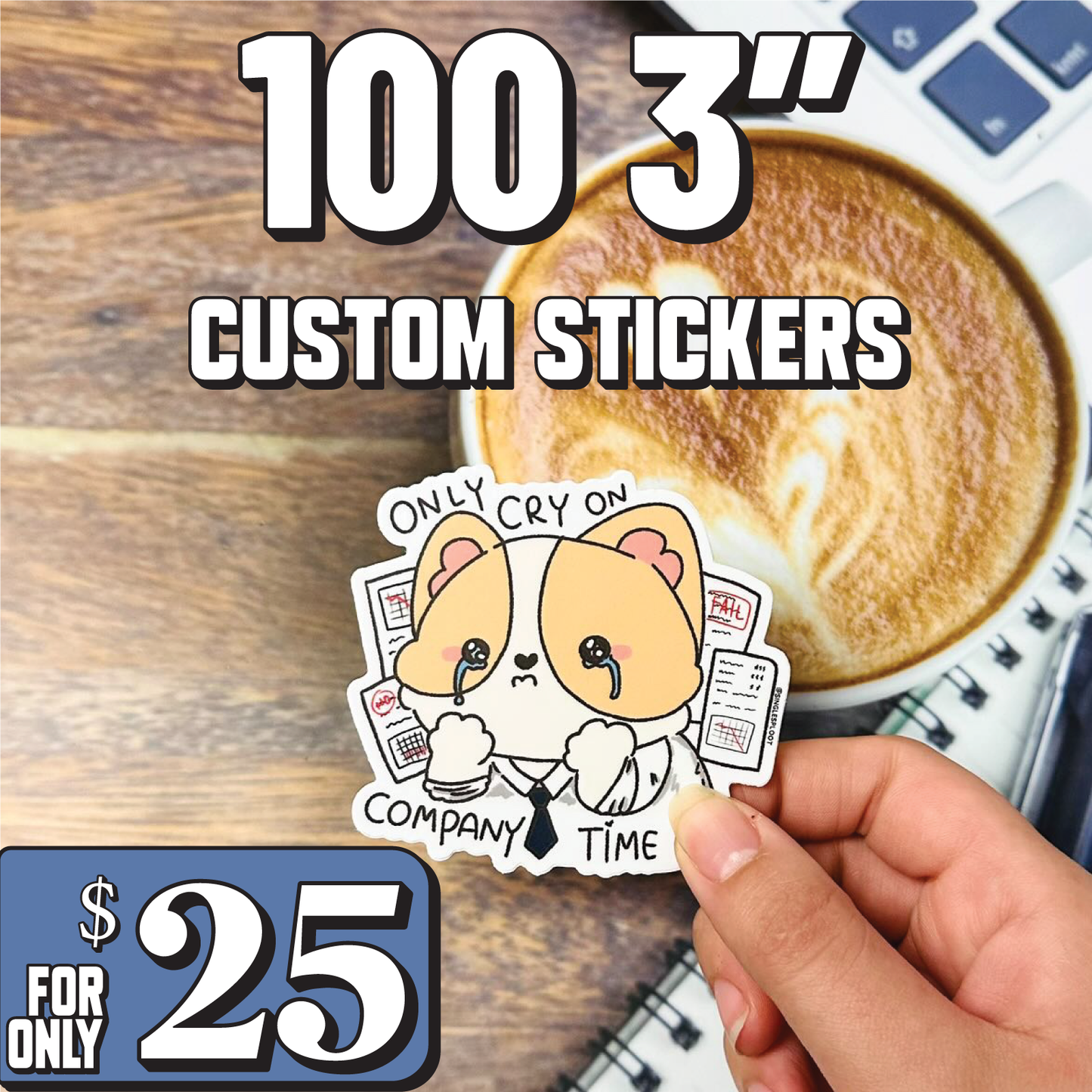 100 count 3 inch custom vinyl stickers
