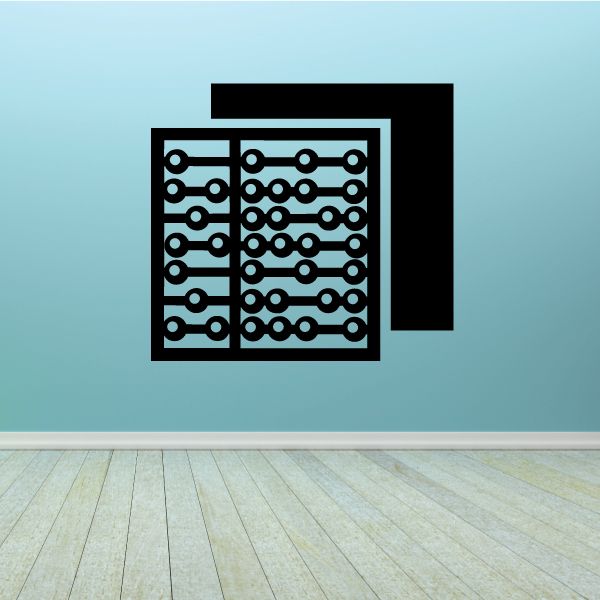 Abacus decal with black frame and light-blue circuit-style bead pattern