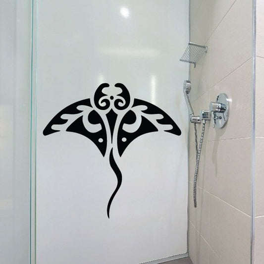 Black stylized stingray decal with ornate swirling details