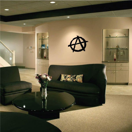 Black circular anarchist symbol vinyl decal