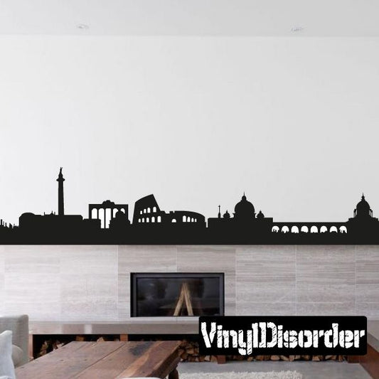 Rome skyline wall decal with dark silhouette of ancient buildings and domes