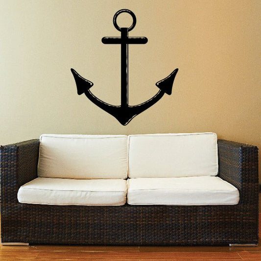 Black anchor vinyl wall decal with circular ring at top, centered on wall