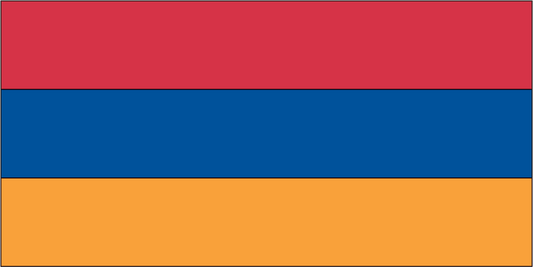 Armenia flag sticker with red, blue, and orange horizontal stripes