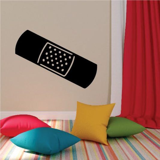 Band aid center holes decal, black bandage with white dotted pad icon