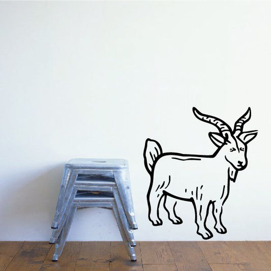 Billy Goat decal sticker, black outline of standing goat