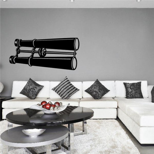 Binoculars wall decal, black outline binoculars design