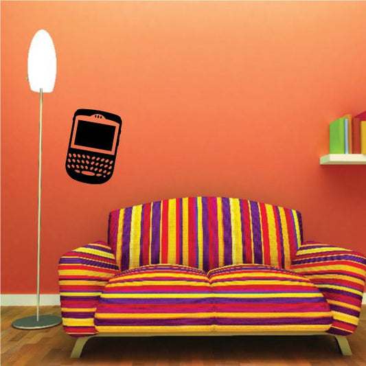 Black retro PDA vinyl wall decal with screen and keypad
