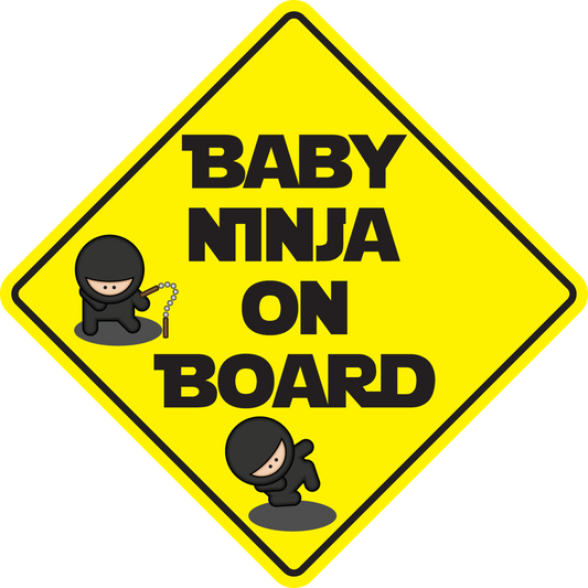 Baby Ninja on Board Sticker, isolated printed sticker artwork