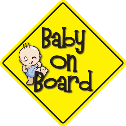 Kicking Baby Boy On Board Sticker, isolated printed sticker artwork
