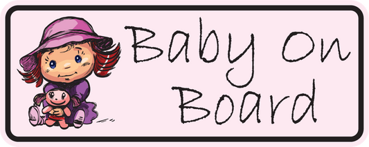 Cute Baby Girl on Board Sticker, isolated printed sticker artwork