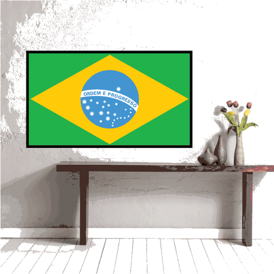 Brazil flag sticker, rectangular with green background and yellow diamond