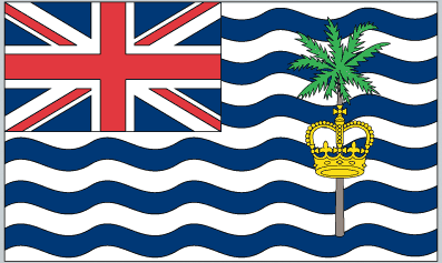 British Indian Ocean flag sticker with Union Jack, wavy stripes, and crest emblem