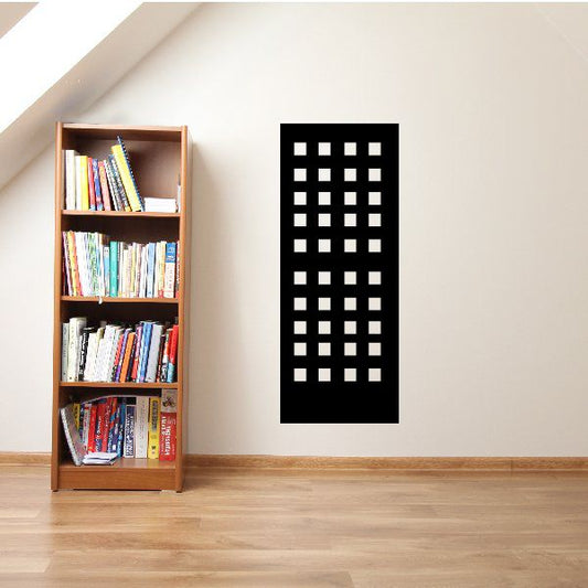 Window grid wall decal, black rectangle with white square panes