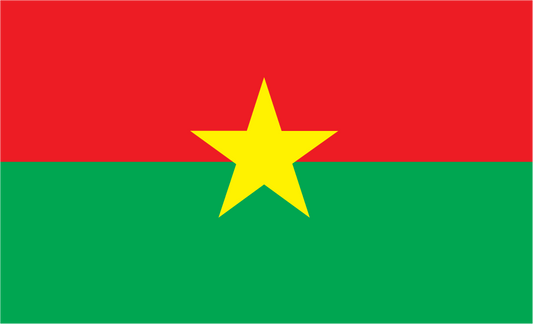 Burkina Faso flag sticker with red field, yellow star, and green stripes