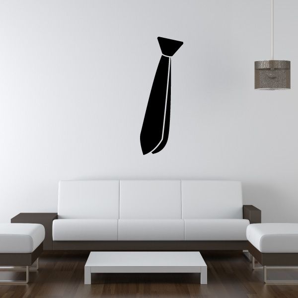 Black tie wall decal with pointed tips and narrow neck silhouette
