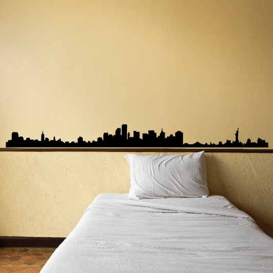 Black city skyline wall decal strip