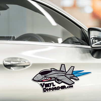 Retro-style Air Force jet car magnet decal