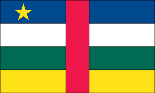 Central African Republic flag sticker with blue, yellow star, red center stripe, and colored bands