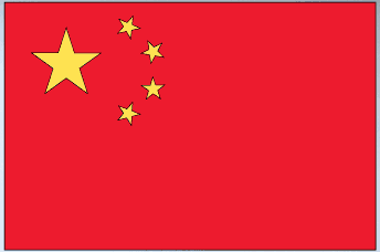 China flag sticker, rectangular red design with yellow stars