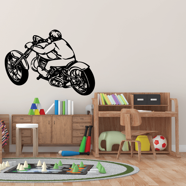 Vinyl wall decal of a black chopper motorcycle