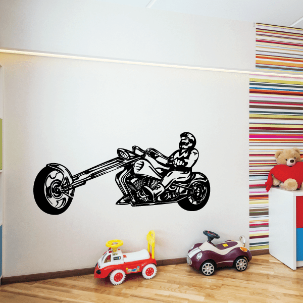 Black chopper motorcycle wall decal vinyl sticker silhouette