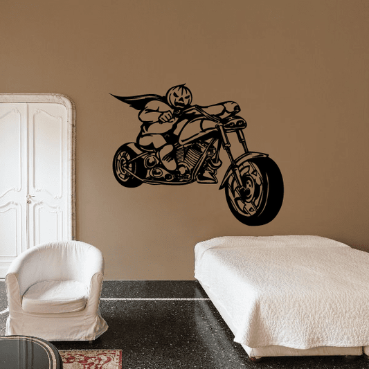 Black chopper motorcycle rider vinyl wall decal sticker