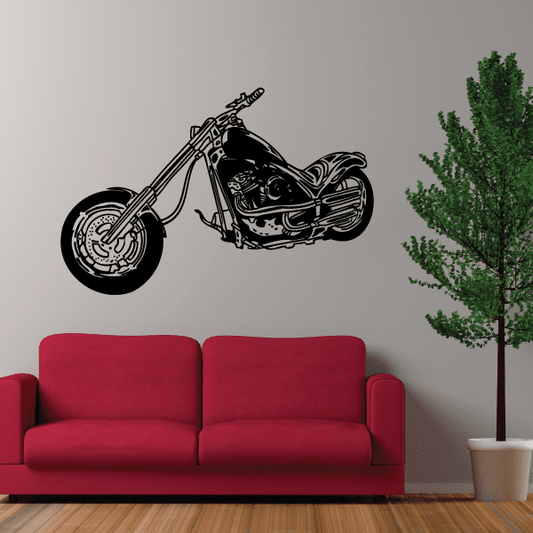 Black chopper motorcycle vinyl wall decal sticker