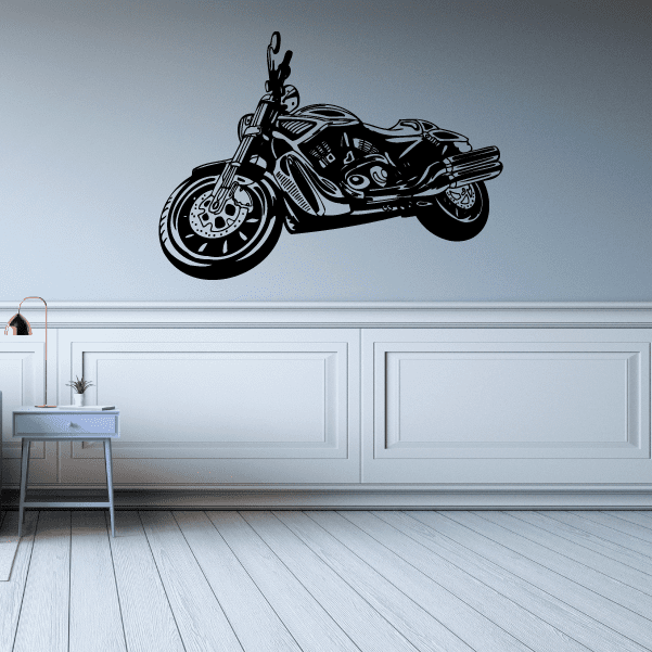 Black chopper motorcycle vinyl wall decal
