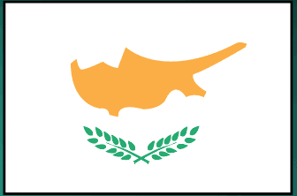 Cyprus flag sticker with orange island shape and green olive branch