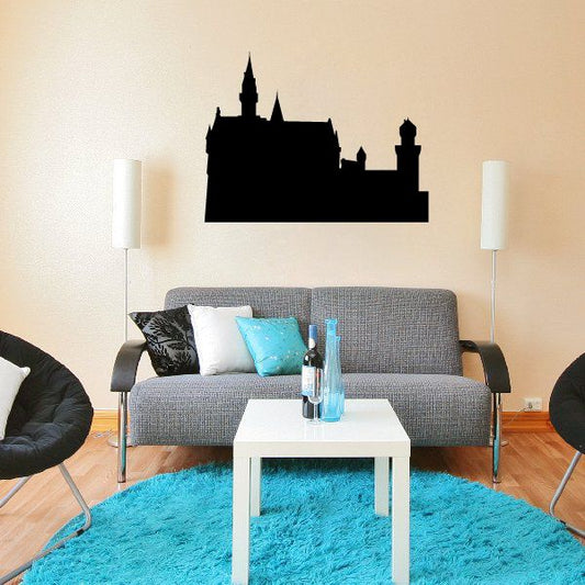Black city skyline wall decal silhouette
