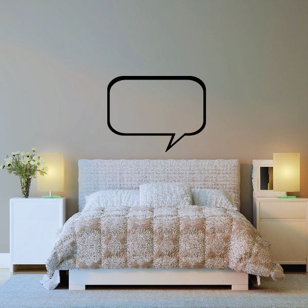 Rounded rectangle speech bubble outline wall decal, black border, white center