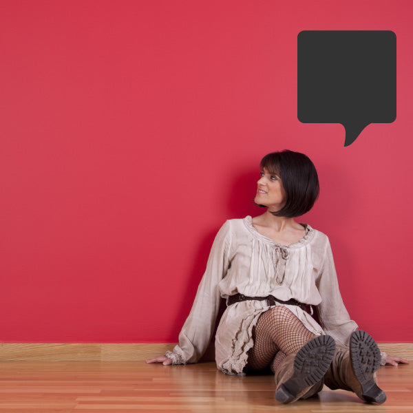 Square speech bubble wall decal, dark gray
