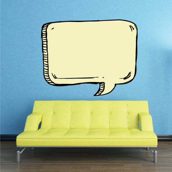 Pale yellow sketch speech bubble sticker with rounded rectangular shape and black outline