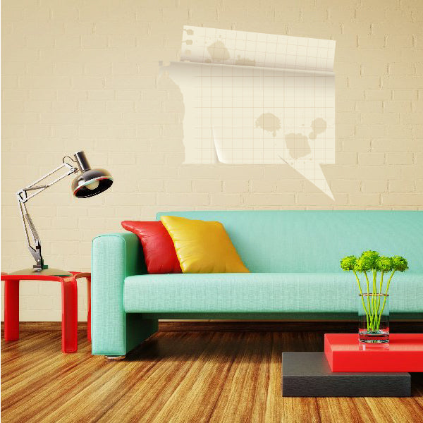 Ruled speech bubble wall sticker with notebook grid lines