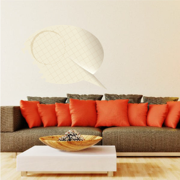 Oval speech bubble sticker with light grid paper pattern