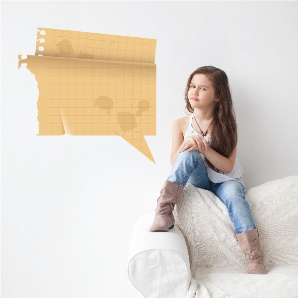 Golden corner speech bubble sticker with grid pattern