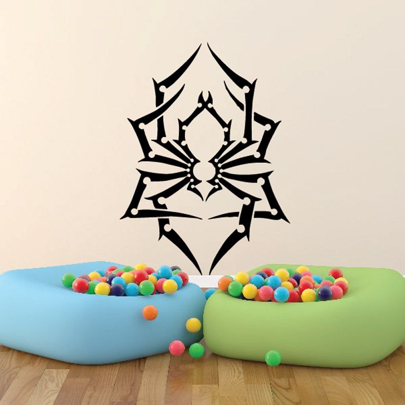 Black spider web master decal with geometric spider icon