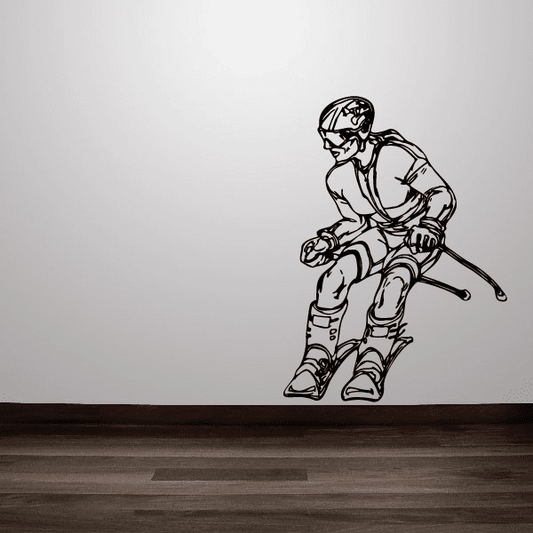 Cross country skier decal with line-art athlete skating pose