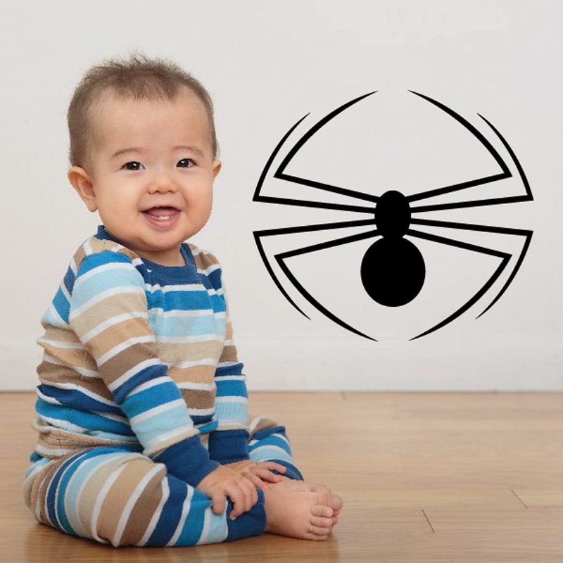 Curved-leg spider wall decal, black spider with arched legs graphic