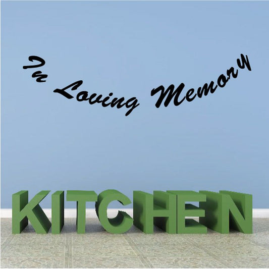 Green KITCHEN wall decal with cursive "Living Memory" script
