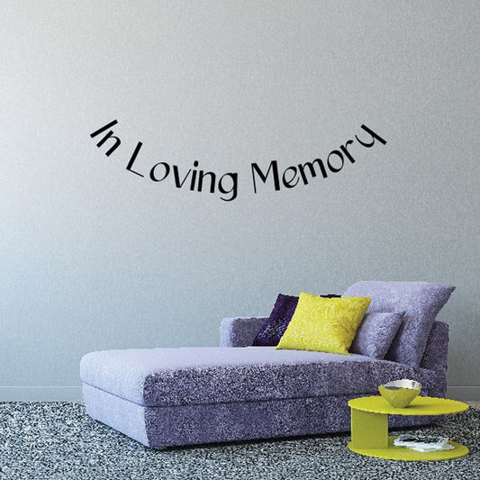 In Loving Memory wall decal in black script letters