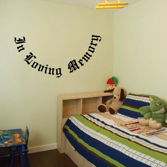 Black vinyl wall decal with Living Memory text and crown motif