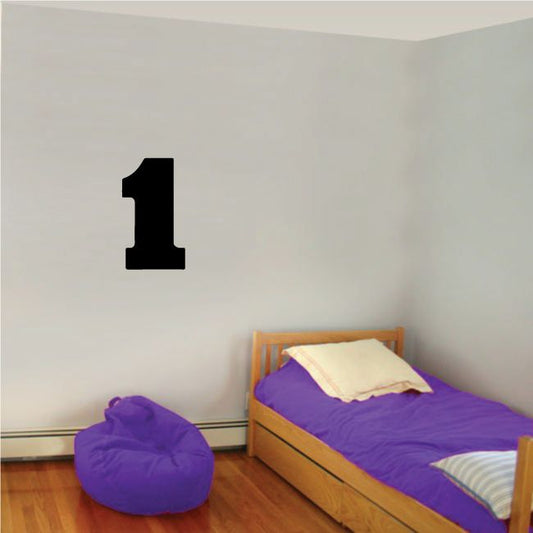 Black number 1 wall decal with bold numeral