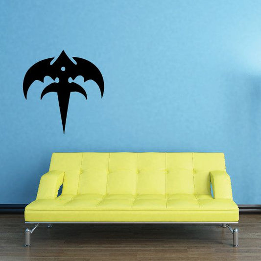 Black dagger wall decal with pointed blade and wings, vinyl sticker