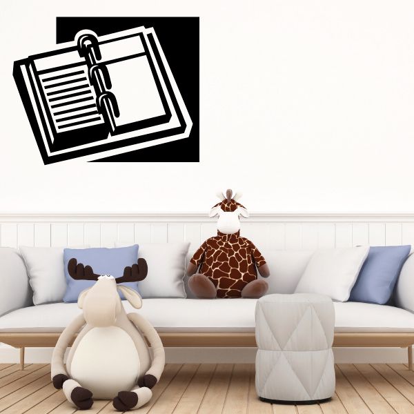 Daily planner decal with black clipboard and stacked page icon