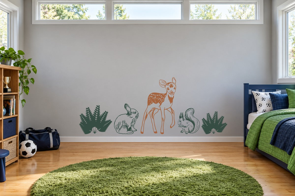 Deer & Woodland Neighbors Wall Decal Kit