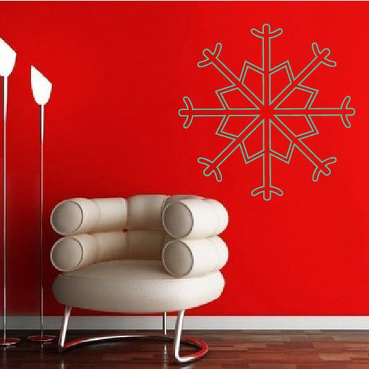 White dendrite snowflake wall decal with symmetrical branching pattern