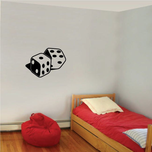 Dice wall vinyl decal with two black dice and white pips
