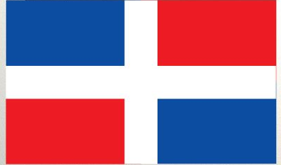 Dominican Republic flag sticker with red, white, and blue cross design