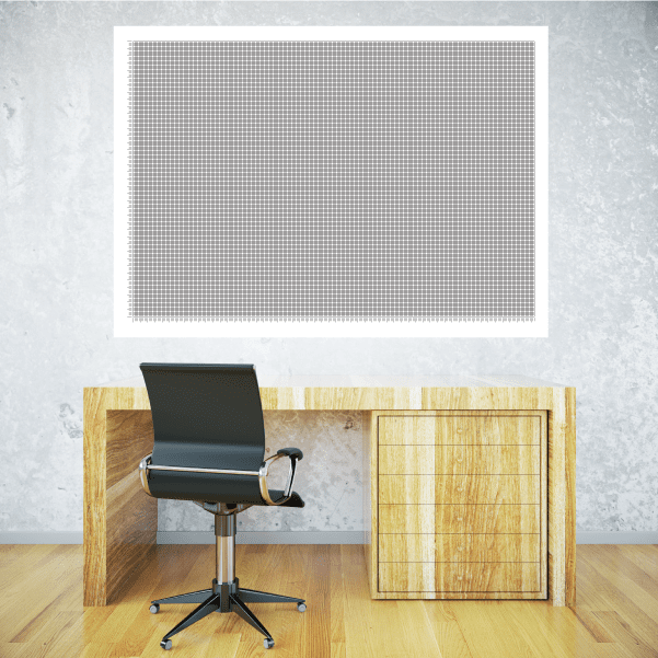 Rectangular dry-erase grid sticker with fine gray lines and border